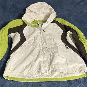 Columbia Women's White and Lime Raincoat